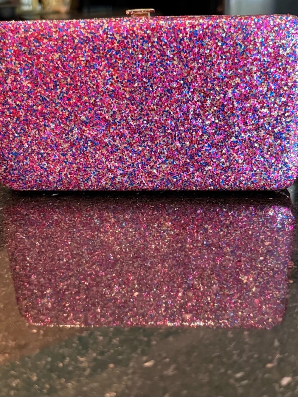 tarte Pink Glitter Rectangular Wristlet Clutch